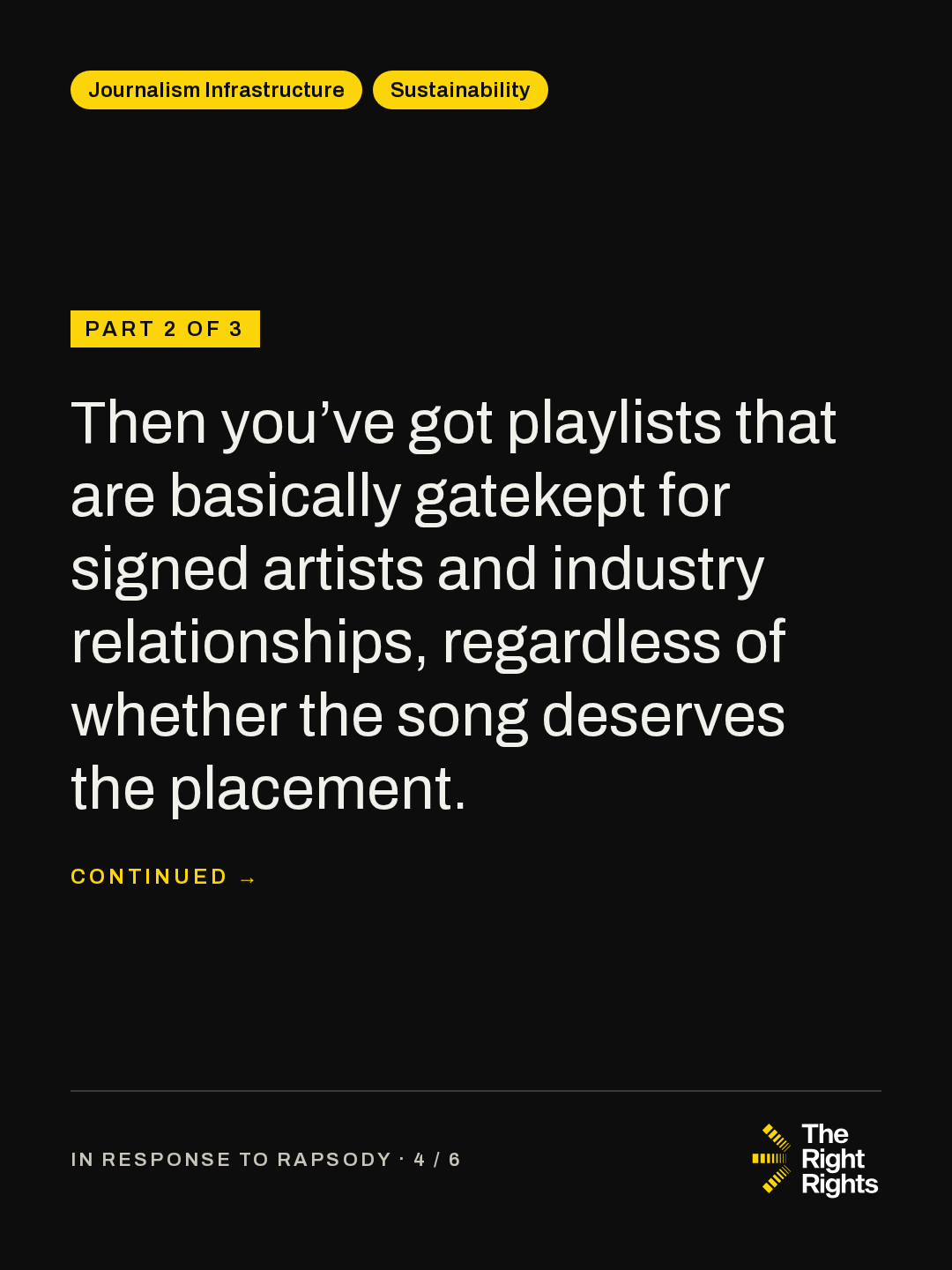 Part 2 of 3: Then you’ve got playlists that are basically gatekept for signed artists and industry relationships, regardless of whether the song deserves the placement. (continues)