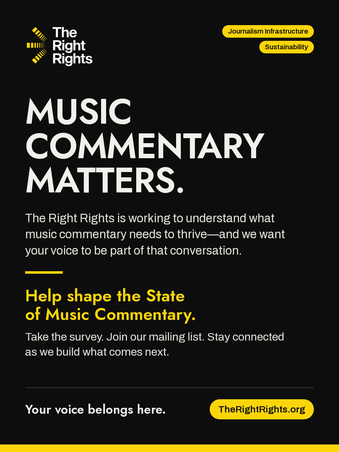 Closing slide: MUSIC COMMENTARY MATTERS. TheRightRights.org
